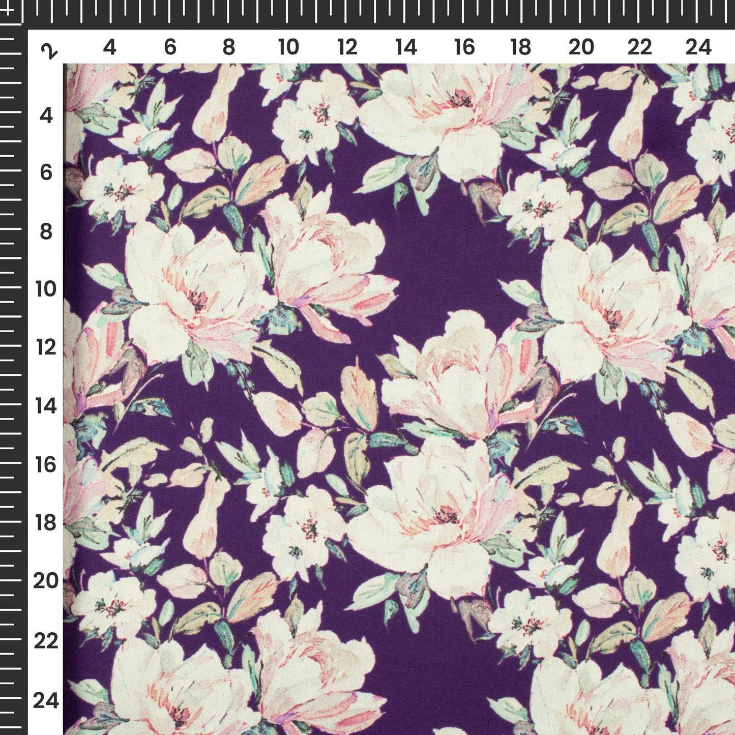 Seamless Purple Floral Digital Print Japan Satin Fabric