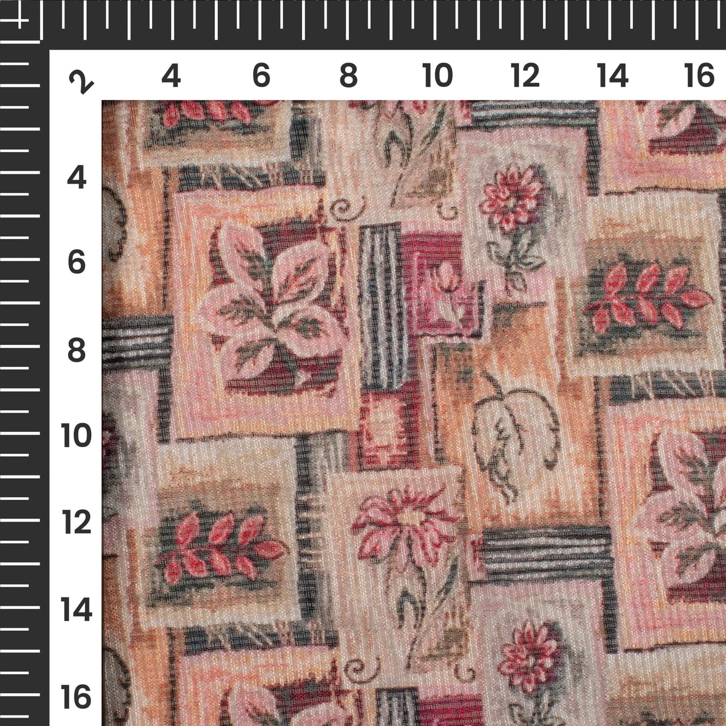 Burgundy Red Floral Digital Print Kota Doria Fabric