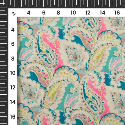 Seamless Paisley Digital Print Imported Satin Fabric