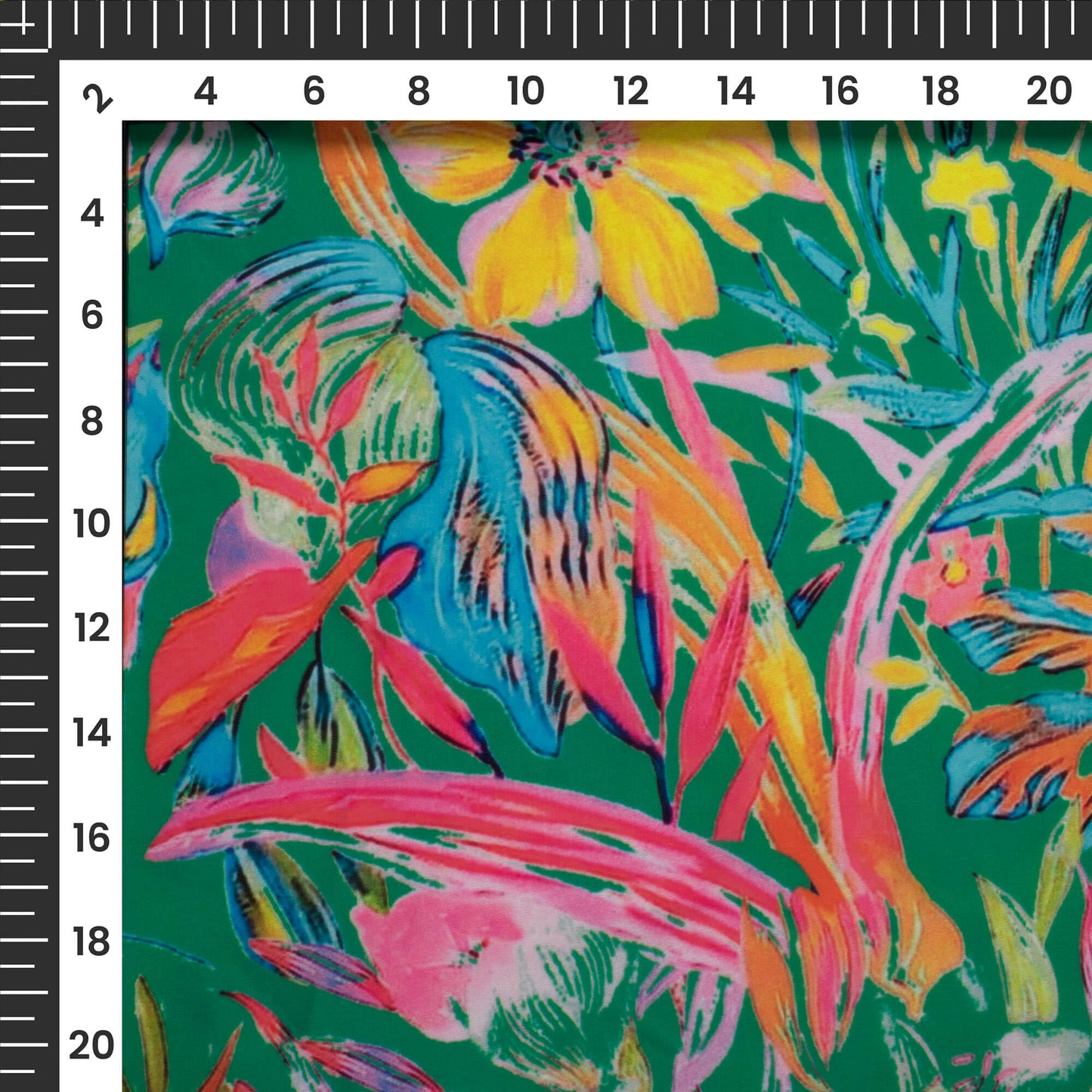 Vintage Floral Digital Print Imported Satin Fabric