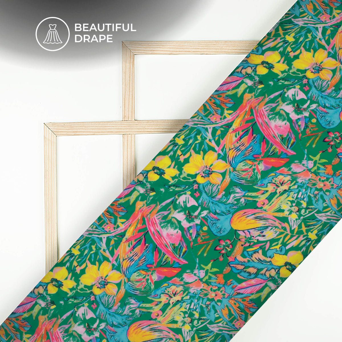 Vintage Floral Digital Print Imported Satin Fabric