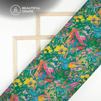 Vintage Floral Digital Print Imported Satin Fabric