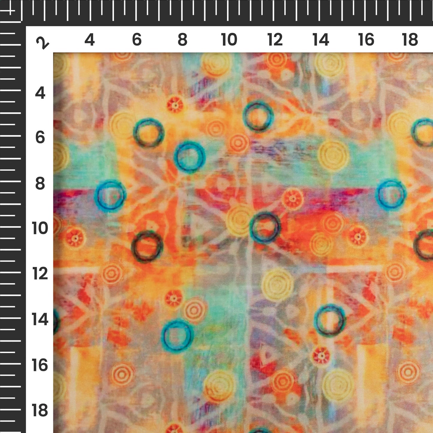 Multi-Color Bandhani Digital Print Organza Satin Fabric