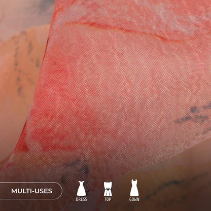 Baby Pink Tye And Dye Digital Print Organza Satin Fabric