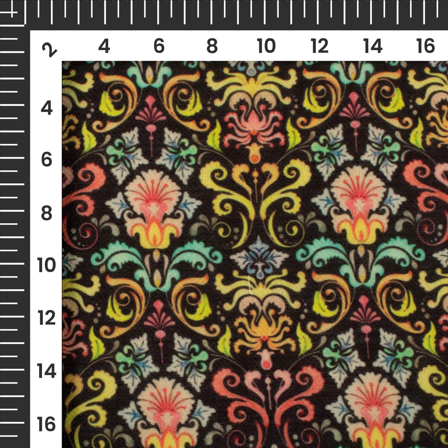 Black Floral Digital Print Elegant Blend Pashmina Fabric