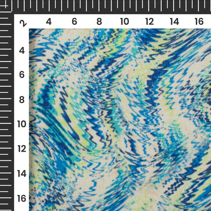 Blue Shiiborii Digital Print Poly Chinnon Chiffon Fabric
