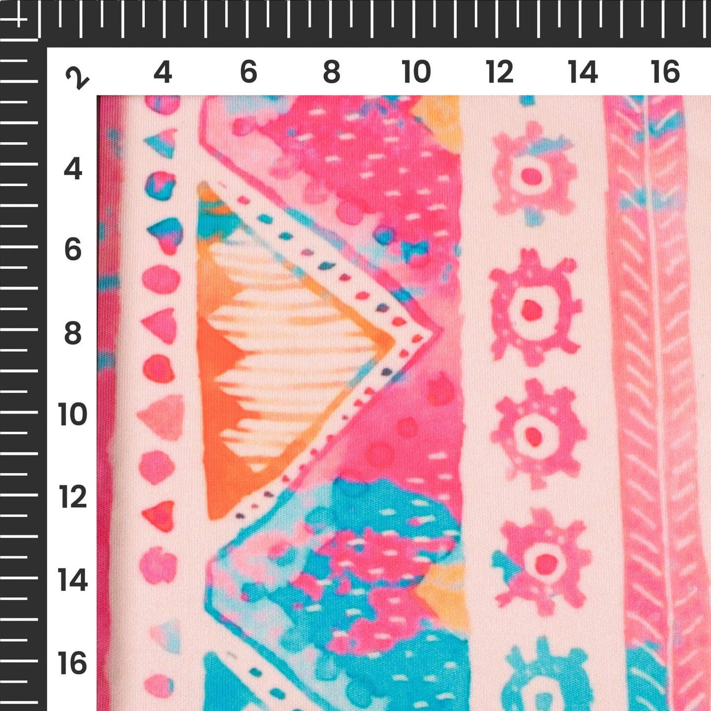 Fuscia Pink Traditional Digital Print Lycra Fabric (Width 58 Inches)
