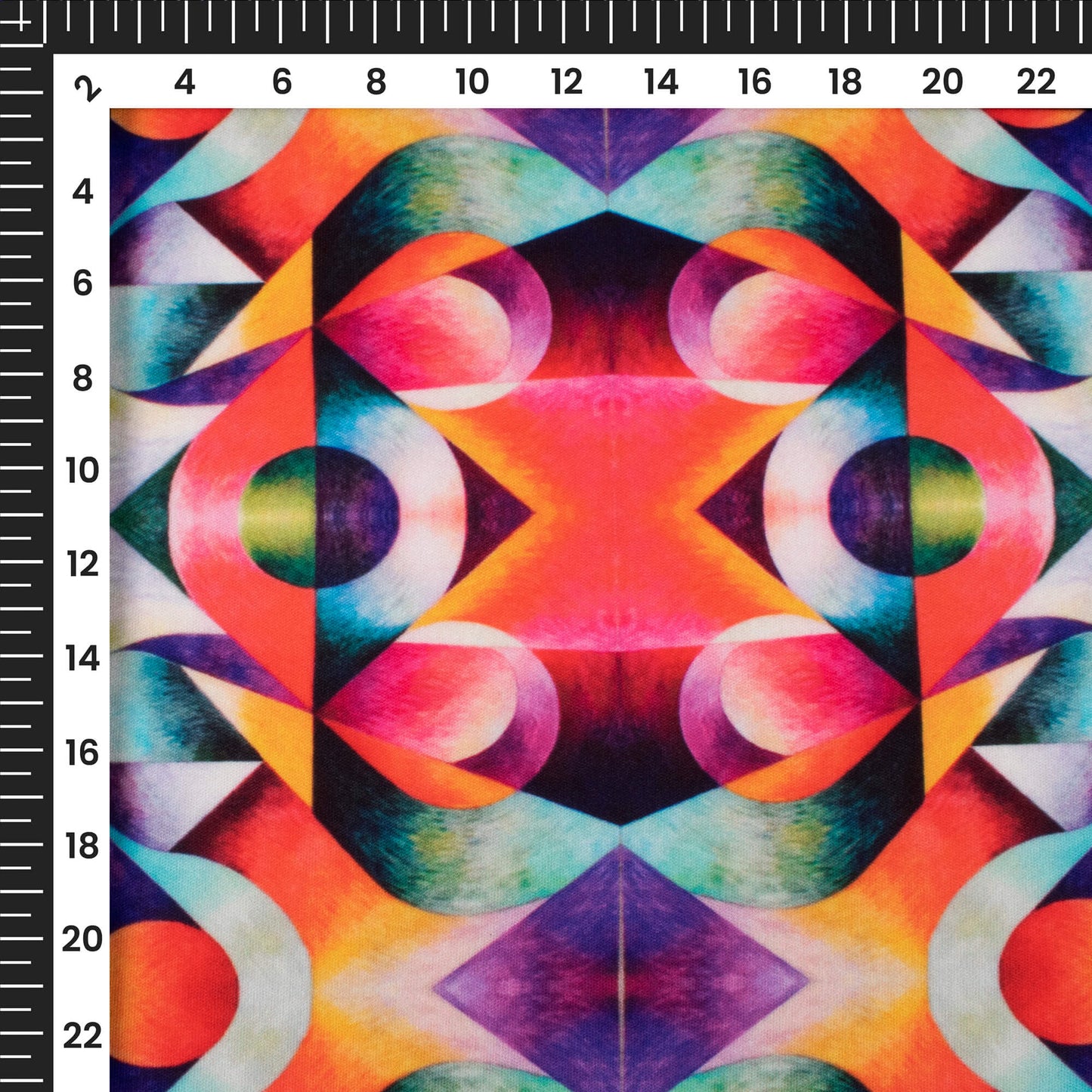 Violet Blue Geometrical Digital Print Lycra Fabric (Width 58 Inches)