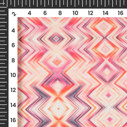 Fuscia Pink Chevon Digital Print Lycra Fabric (Width 58 Inches)