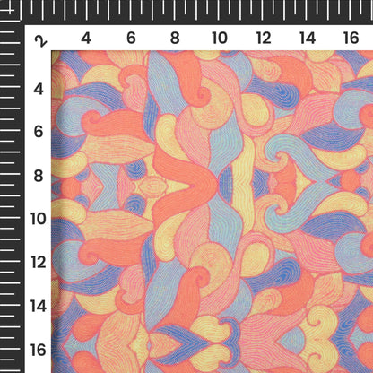 Dark Pink Geometrical Digital Print Rayon Fabric