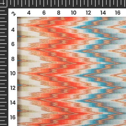Fire Orange Chevron Digital Print Rayon Fabric