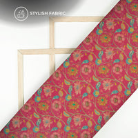 Rose Pink Floral Digital Print Bemberg Chiffon Fabric