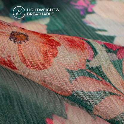 Castleton Green Floral Digital Print Bemberg Chiffon Fabric