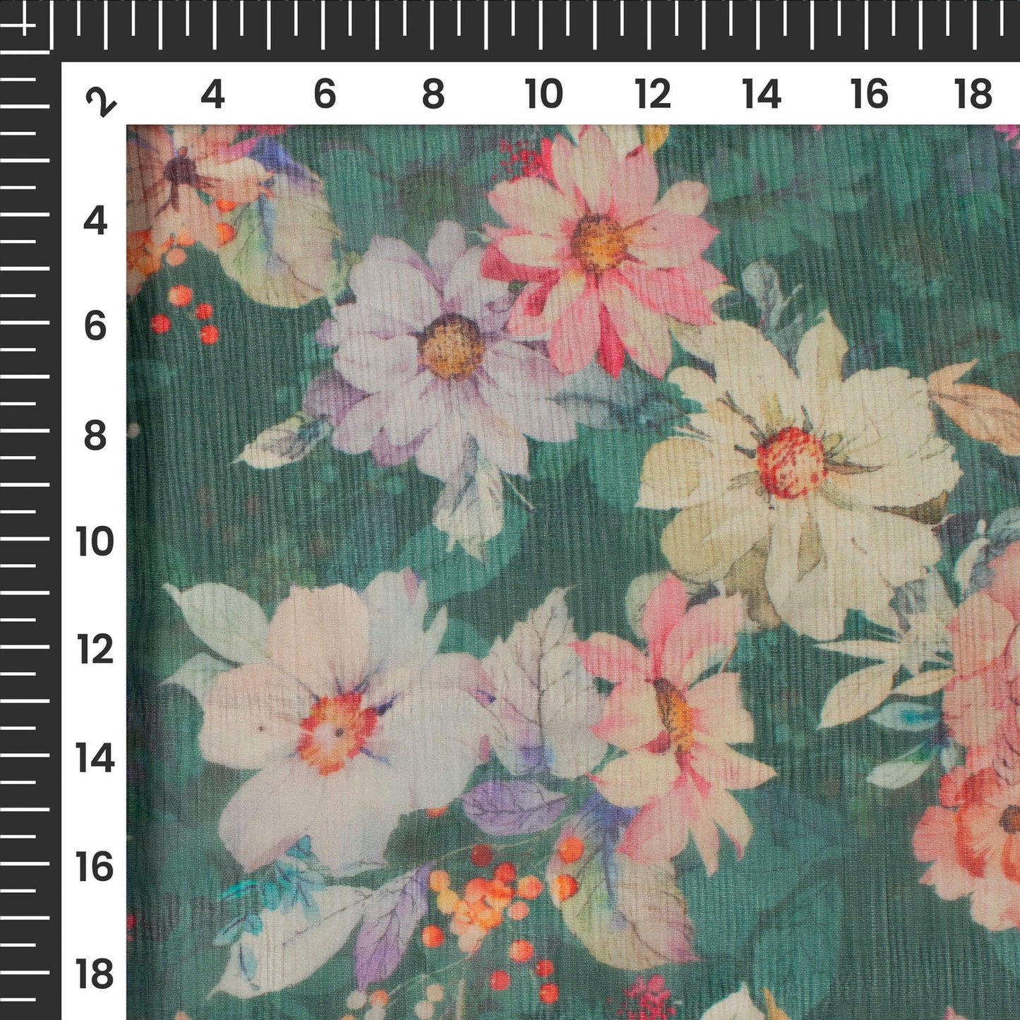 Castleton Green Floral Digital Print Bemberg Chiffon Fabric