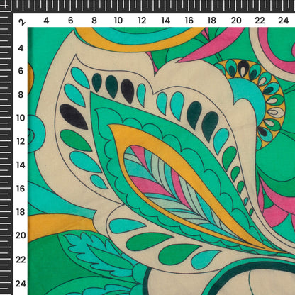 Forest Green Floral Digital Print Cotton Cambric Fabric
