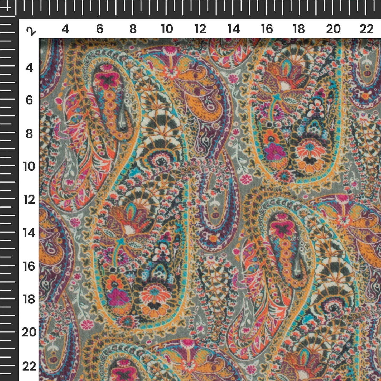 Multi-Color Paisley Digital Print Pure Cotton Mulmul Fabric
