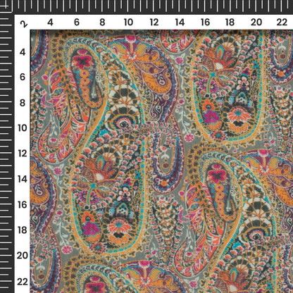 Multi-Color Paisley Digital Print Pure Cotton Mulmul Fabric