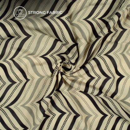 Black Chevron Digital Print Viscose Natural Crepe Fabric