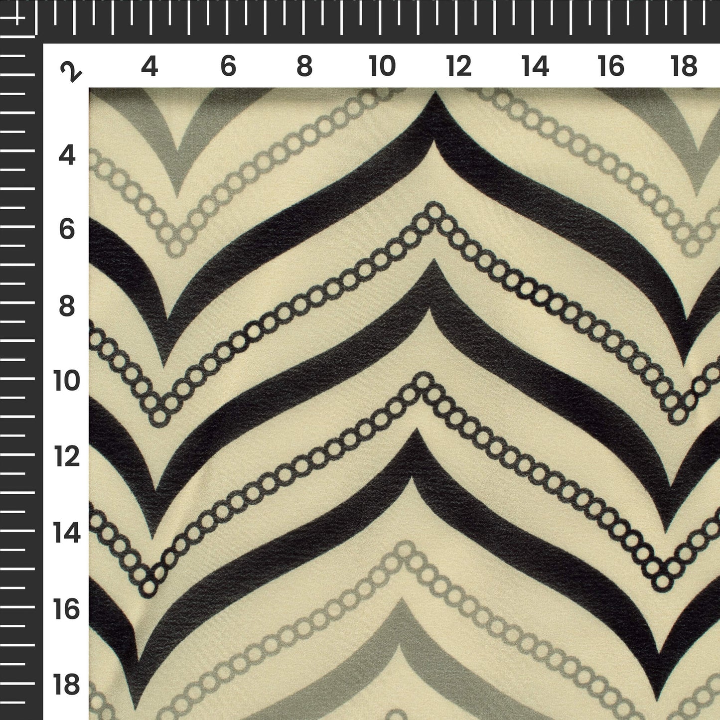 Black Chevron Digital Print Viscose Natural Crepe Fabric