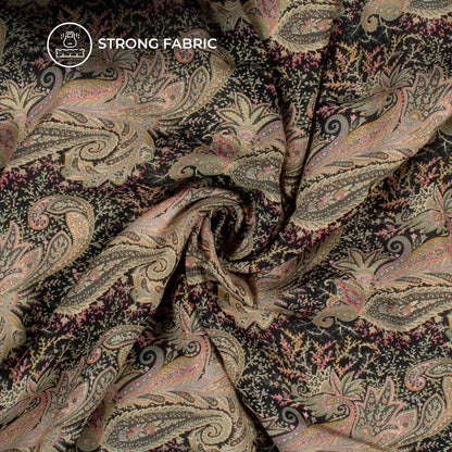 Rose Pink Paisley Digital Print Viscose Natural Crepe Fabric