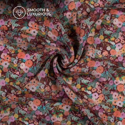 Multi-Color Floral Digital Print Viscose Uppada Silk Fabric