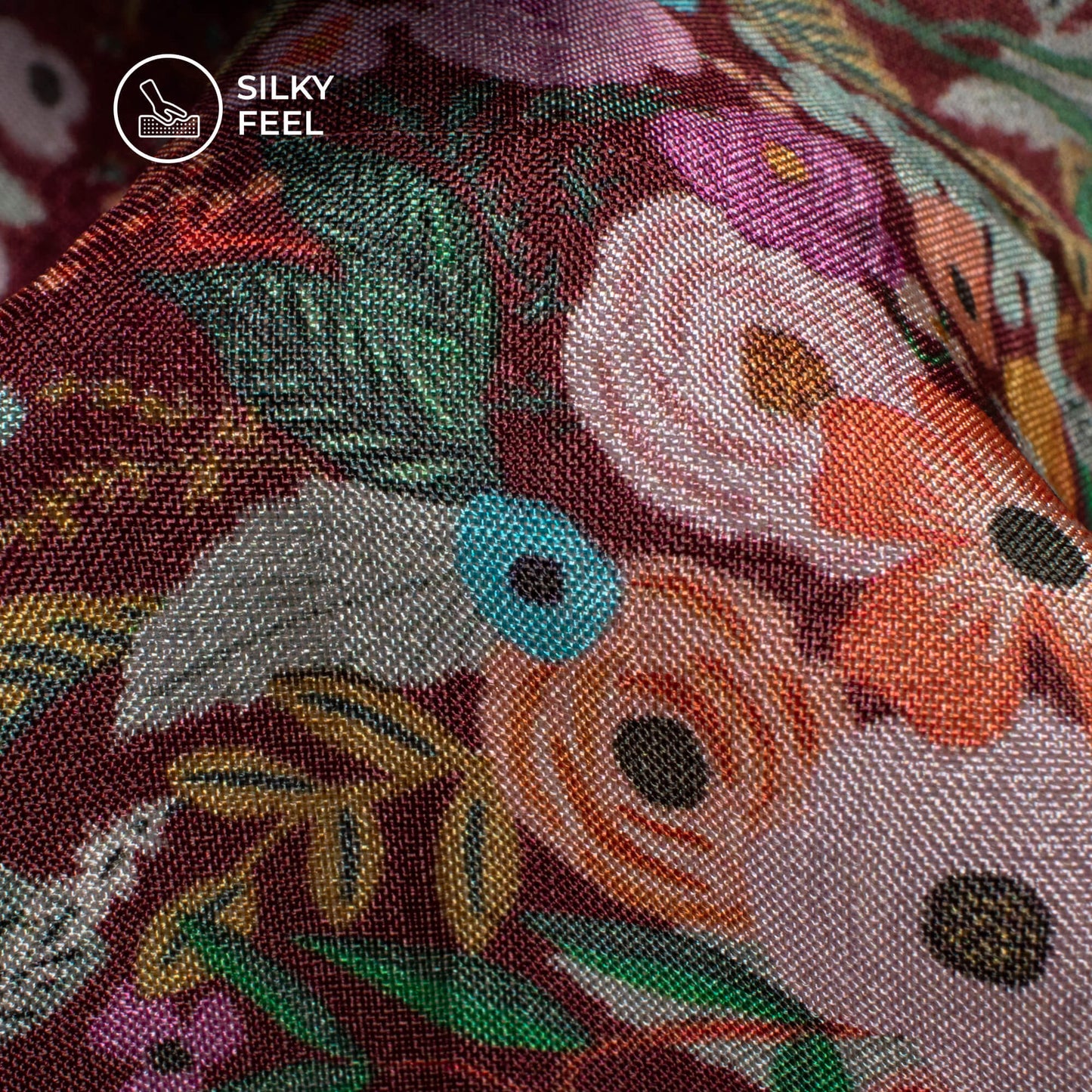 Multi-Color Floral Digital Print Viscose Uppada Silk Fabric