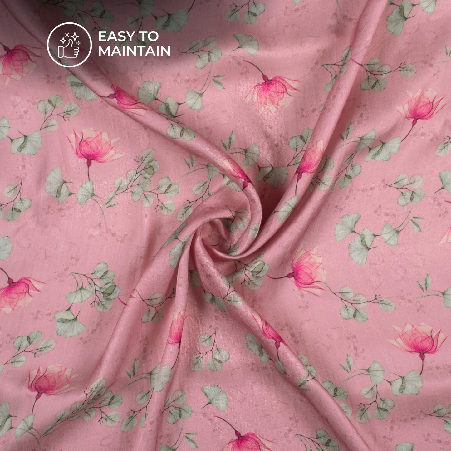Fuscia Pink Floral Digital Print Viscose Gaji Silk Fabric