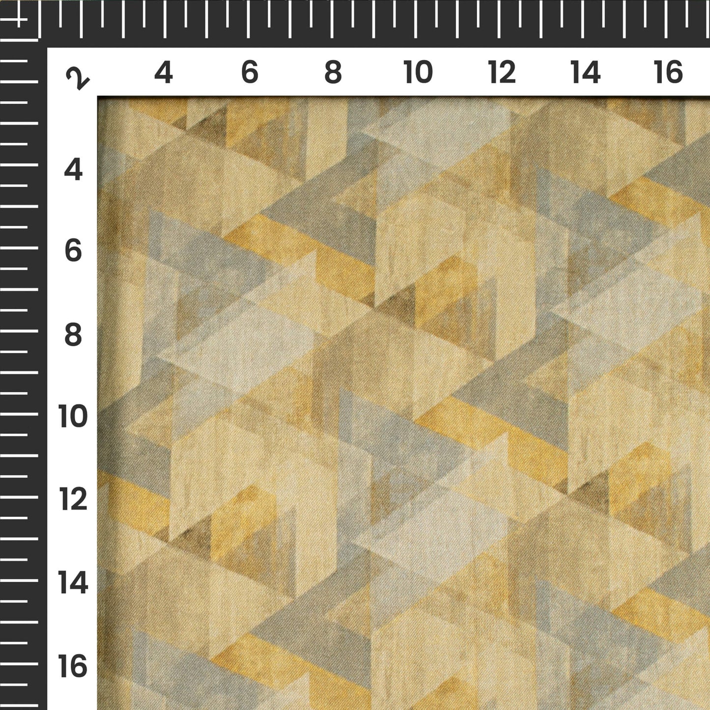 Goldenrod Yellow Geometrical Digital Print Viscose Gaji Silk Fabric