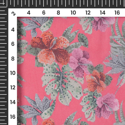 Taffy Pink Floral Digital Print Pure Georgette Fabric