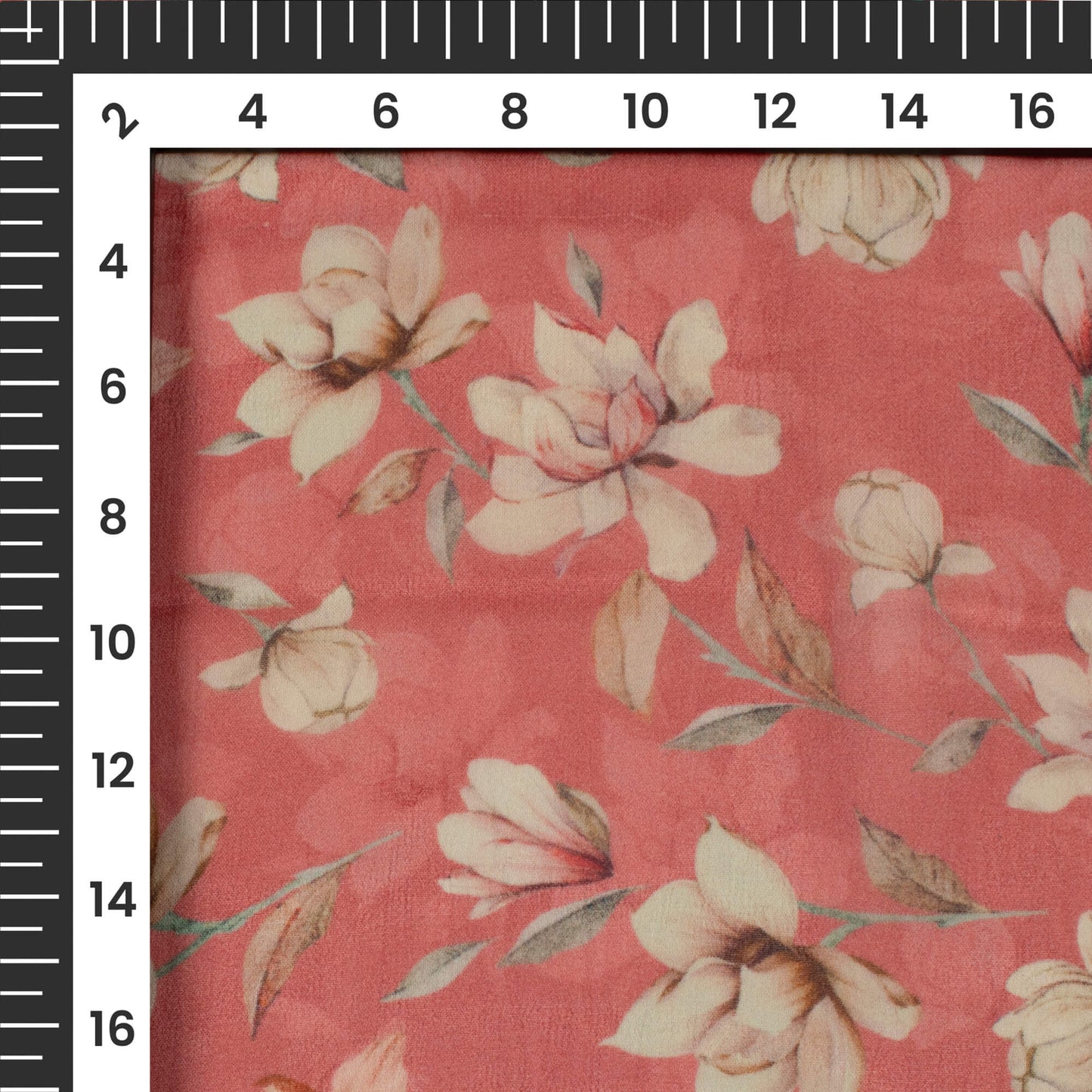 Blush Red Floral Digital Print Pure Georgette Fabric