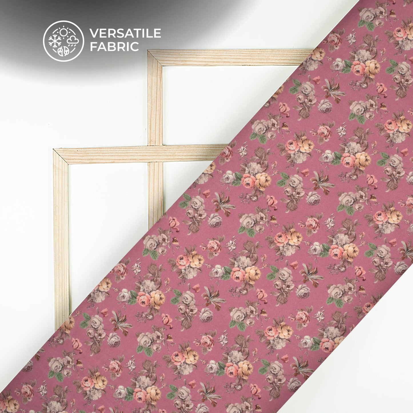 Pink Floral Digital Print Viscose Muslin Fabric