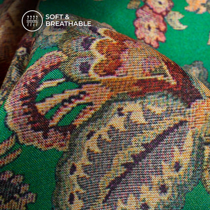 Emerald Floral Digital Print Viscose Muslin Fabric
