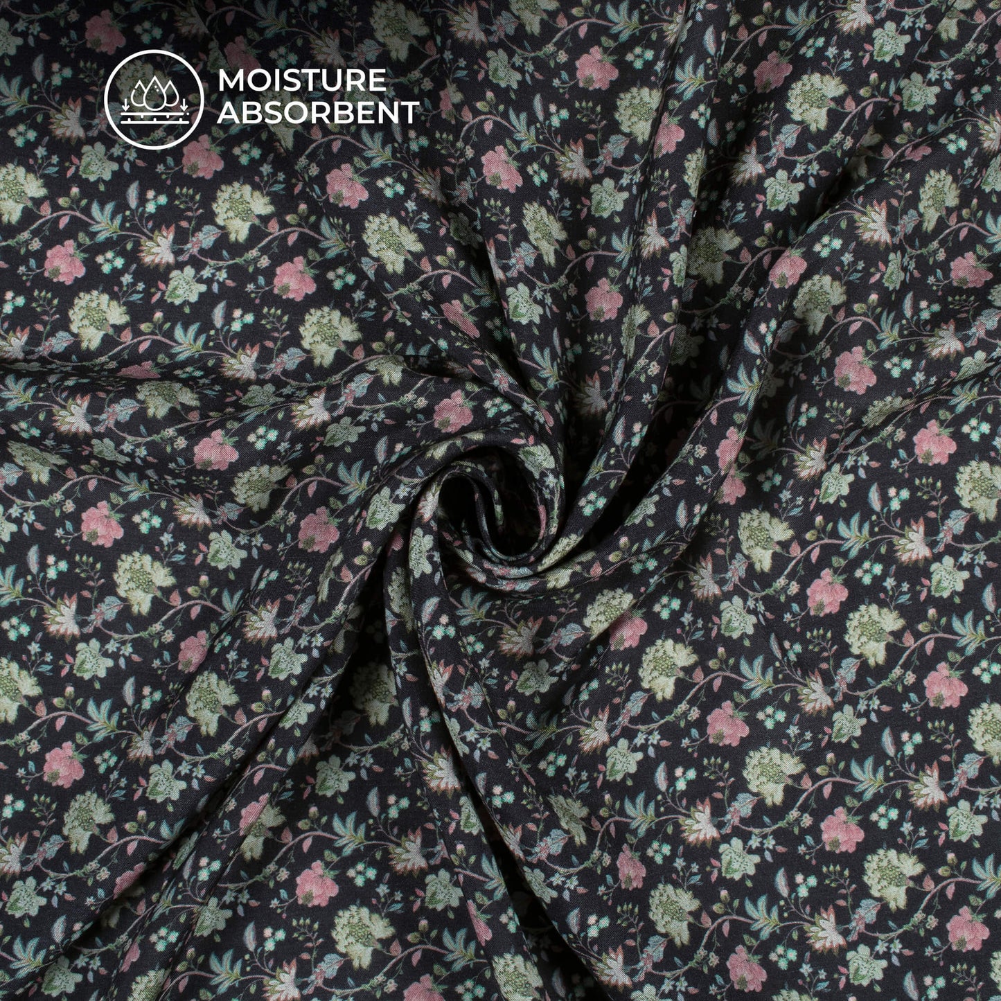 Baby Pink Floral Digital Print Viscose Muslin Fabric