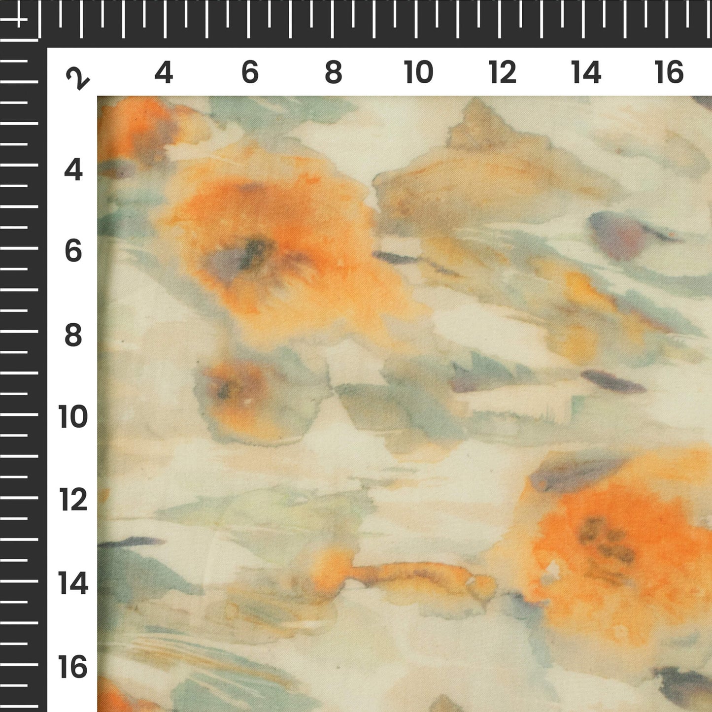 Tiger Orange Floral Digital Print Pure Organza Fabric