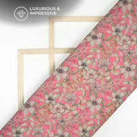 Hot Pink Floral Digital Print Pure Organza Fabric