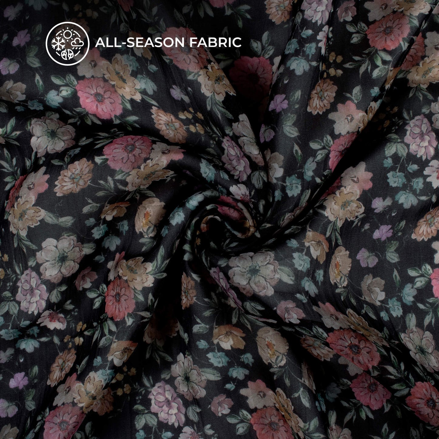 Taffy Pink Floral Digital Print Pure Organza Fabric