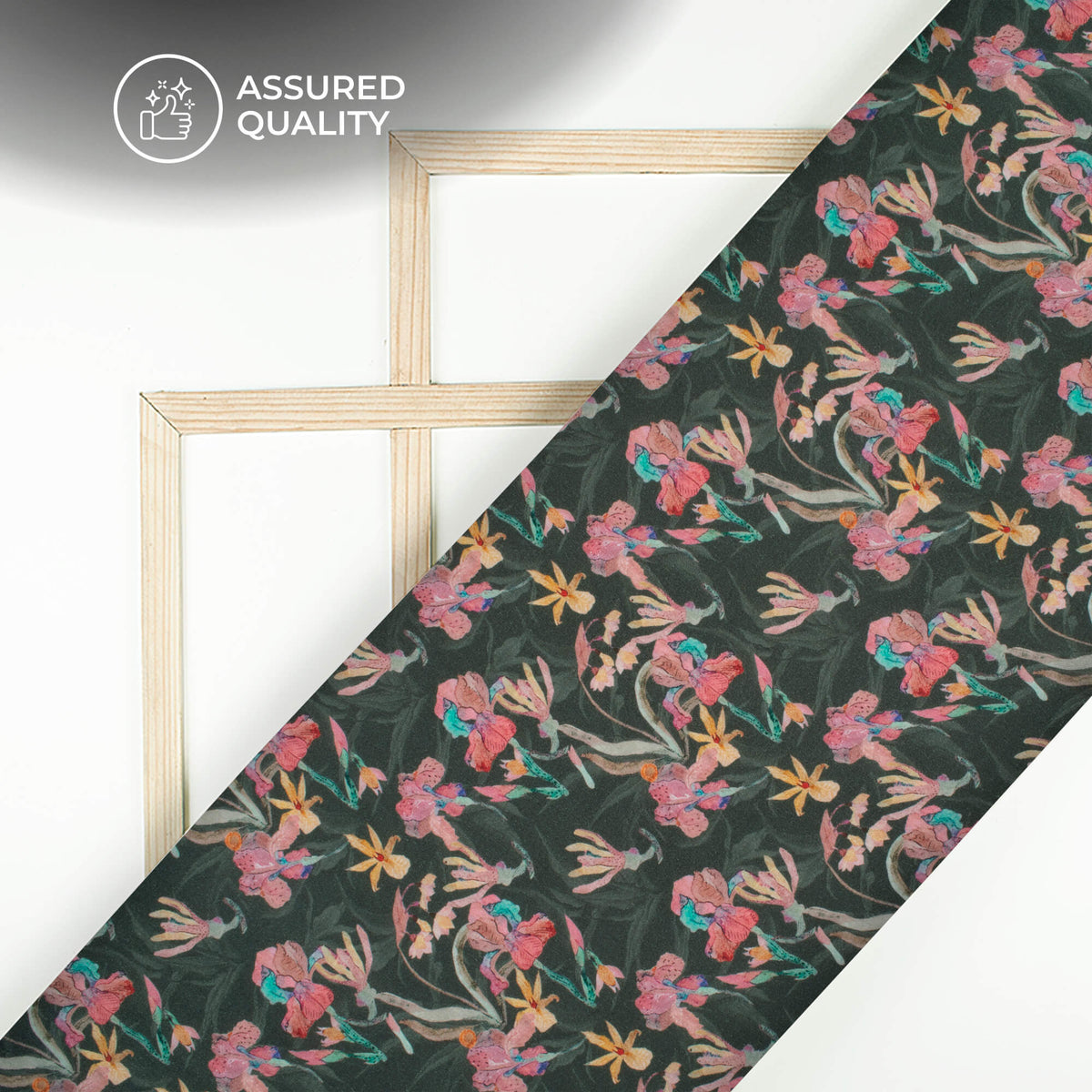 Shadow Gray Floral Digital Print Viscose Rayon Fabric(Width 58 Inches)