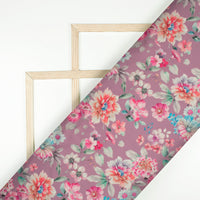 Taffy Pink Floral Digital Print Chiffon Satin Fabric