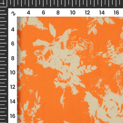 Tiger Orange Floral Digital Print Pure Cotton Mulmul Fabric