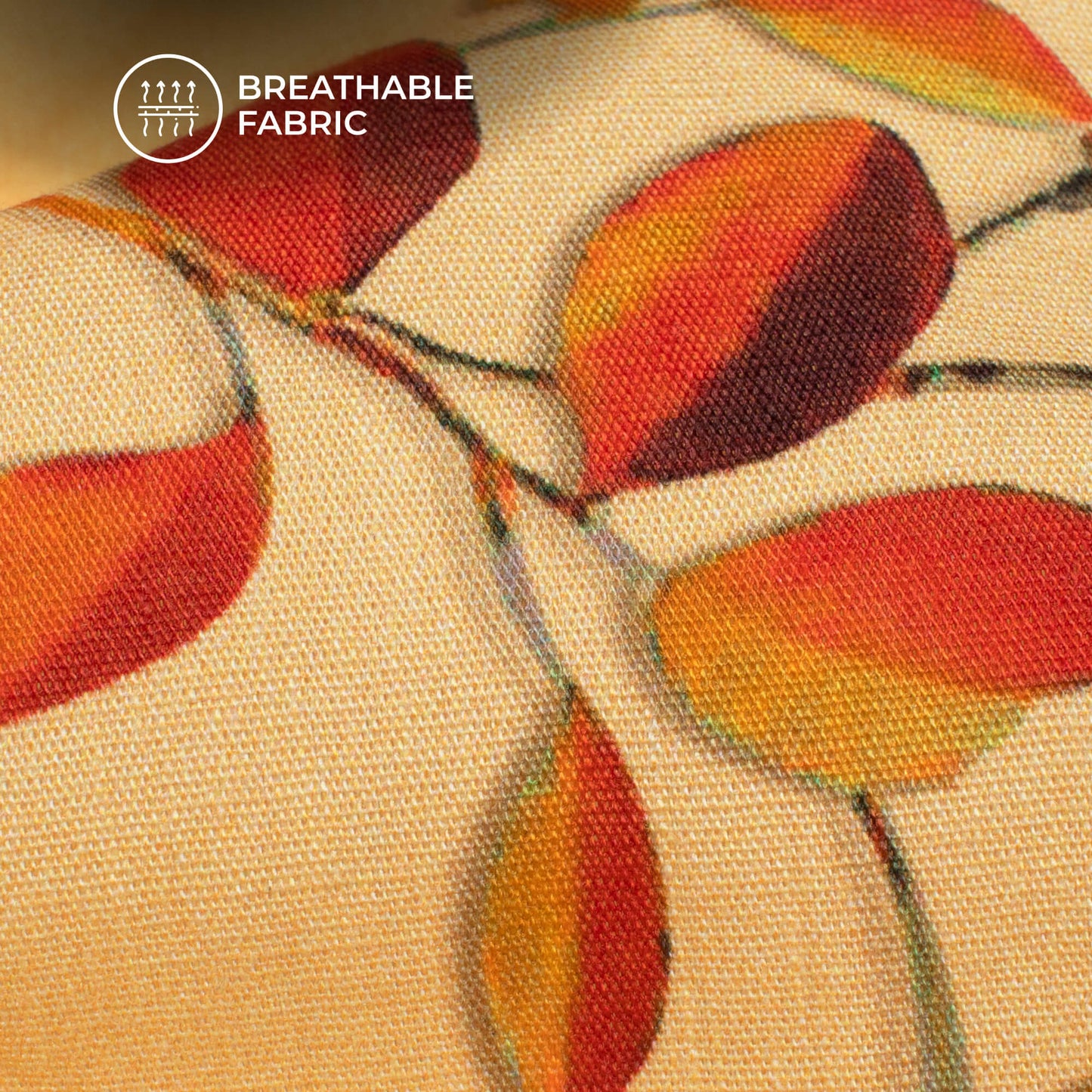 Red Brown Floral Digital Print Poplin Fabric (Width 58 Inches)