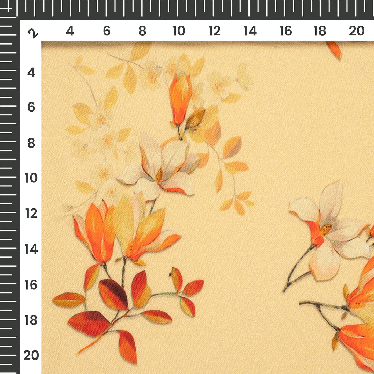 Red Brown Floral Digital Print Poplin Fabric (Width 58 Inches)