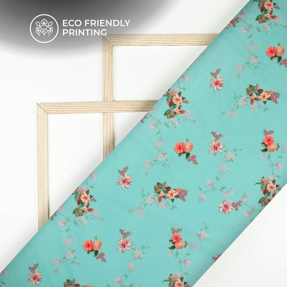 Pink Floral Digital Print Poplin Fabric (Width 58 Inches)