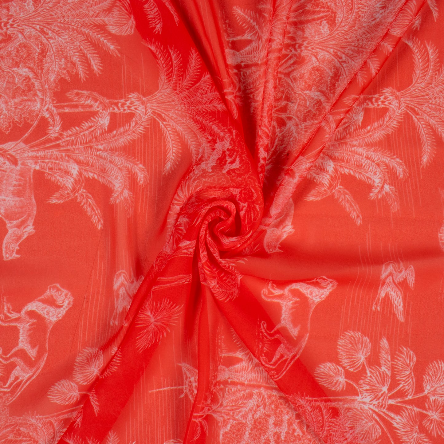 Trendy Red Floral Digital Print Georgette Fabric