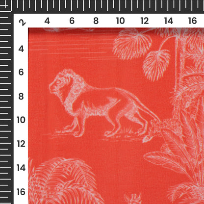 Trendy Red Floral Digital Print Georgette Fabric