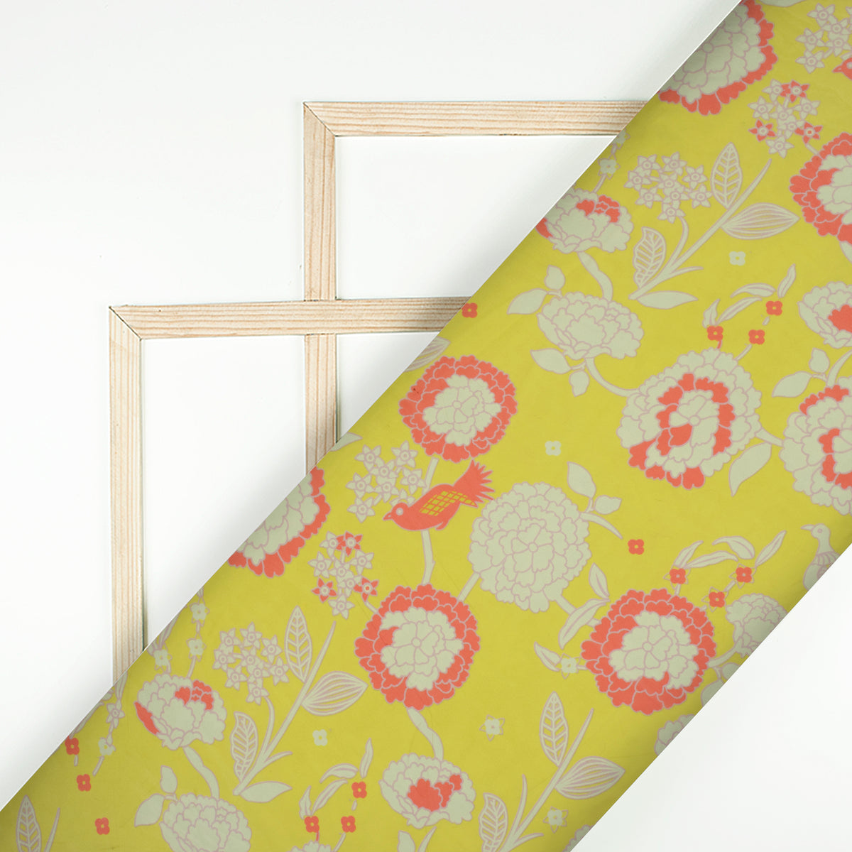 Yellow Floral Digital Print Georgette Fabric