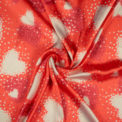 Lovely Heart Digital Print Japan Satin Fabric