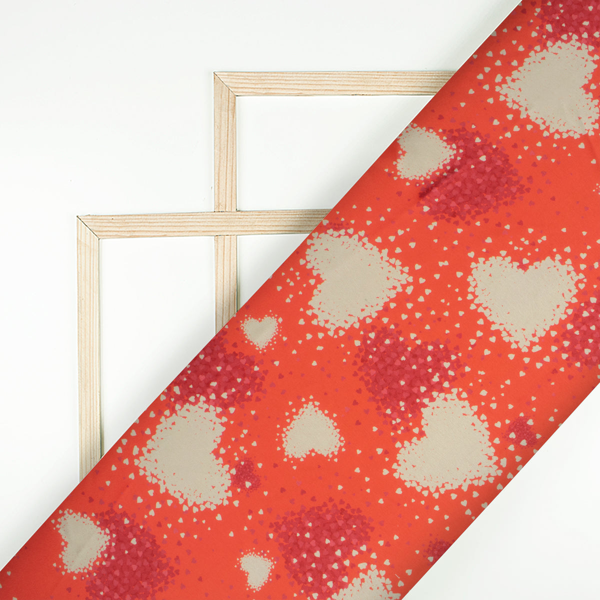 Lovely Heart Digital Print Japan Satin Fabric