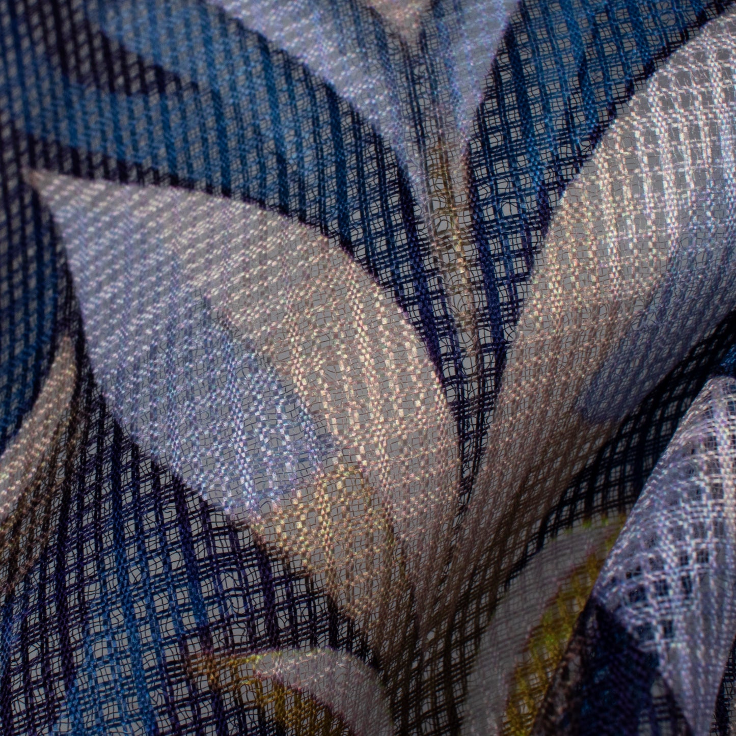 Blue Abstract Digital Print Kota Doria Fabric