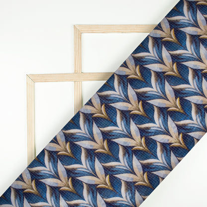 Blue Abstract Digital Print Kota Doria Fabric