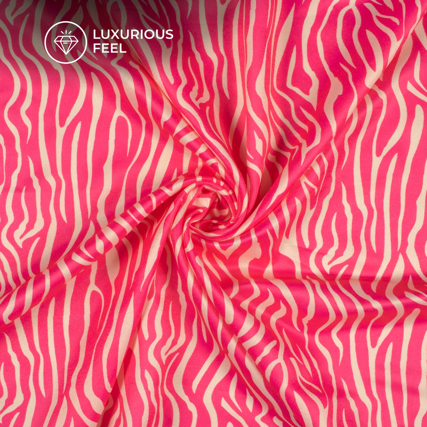 Lavish Pink Zebra Digital Print Lush Satin Fabric